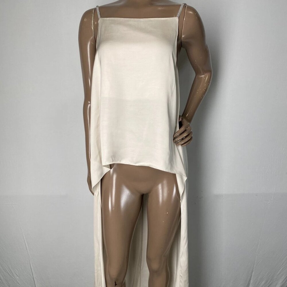 NEW PESERICO Beaded Suspender Satin Blouse Women’s